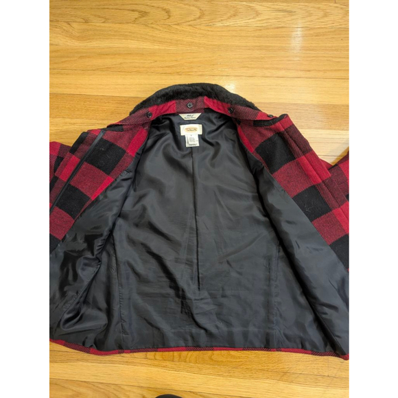 Talbots Buffalo Check Plaid Wool Jacket with Faux Fur Removable Collar Size 4 - Picture 5 of 12